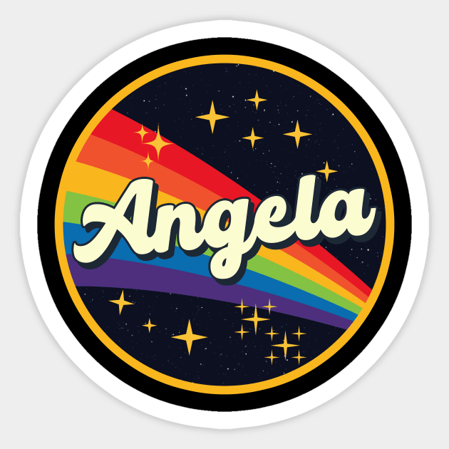 Angela // Rainbow In Space Vintage Style Sticker by LMW Art